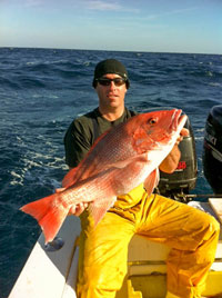 Brad with an American Red Snapper, Blue Ocean Market, Morehead City, NC
